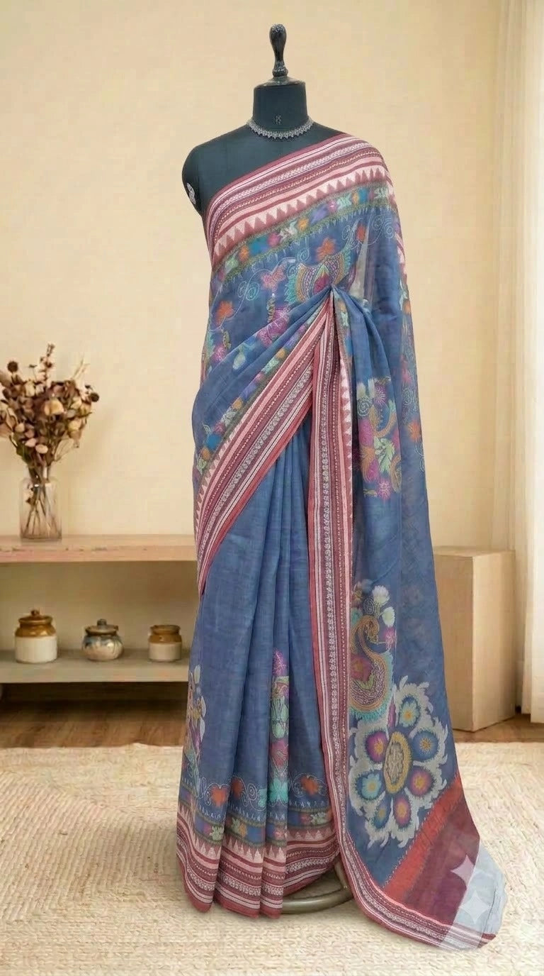 Light Blue Cotton Kota Saree