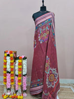 Dark Onion Pink Cotton Kota Saree