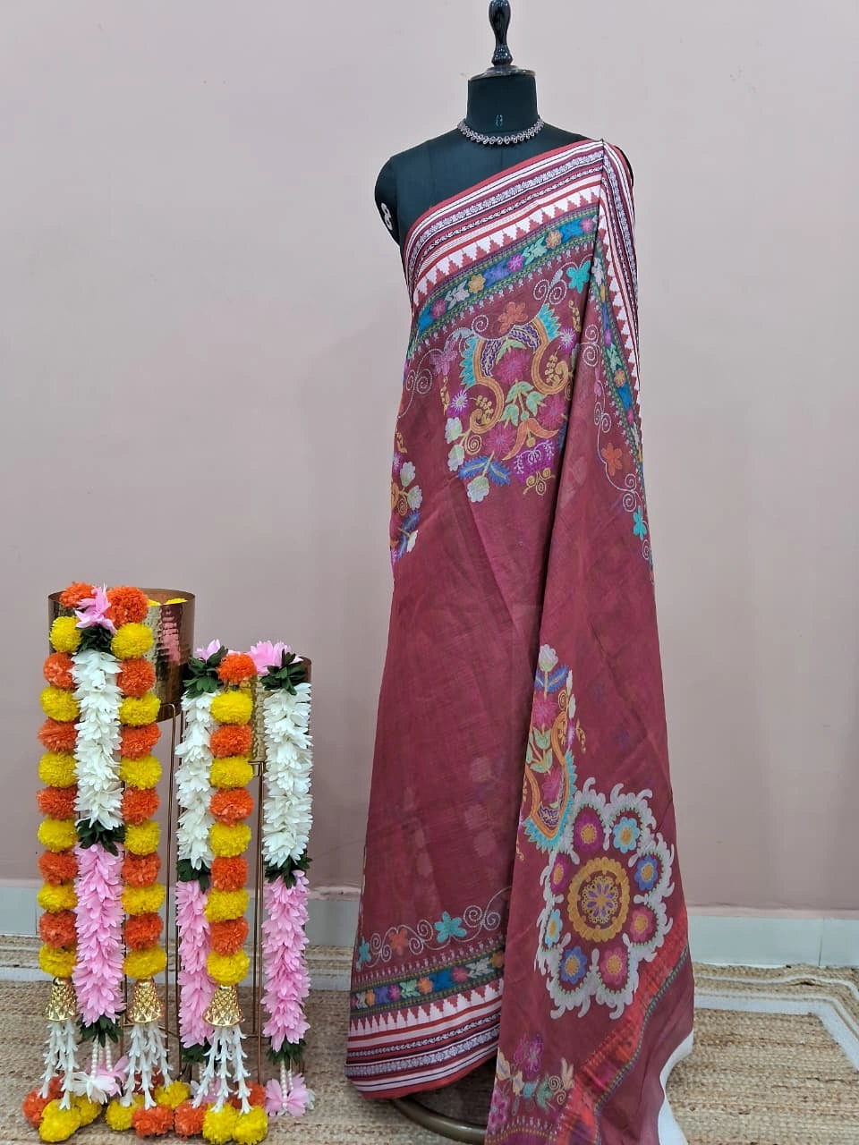 Dark Onion Pink Cotton Kota Saree