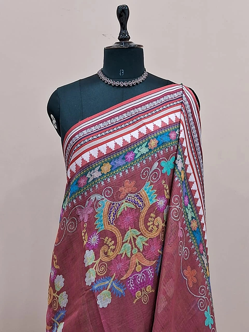 Dark Onion Pink Cotton Kota Saree 1