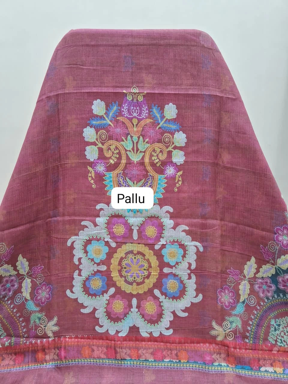 Dark Onion Pink Cotton Kota Saree Pallu