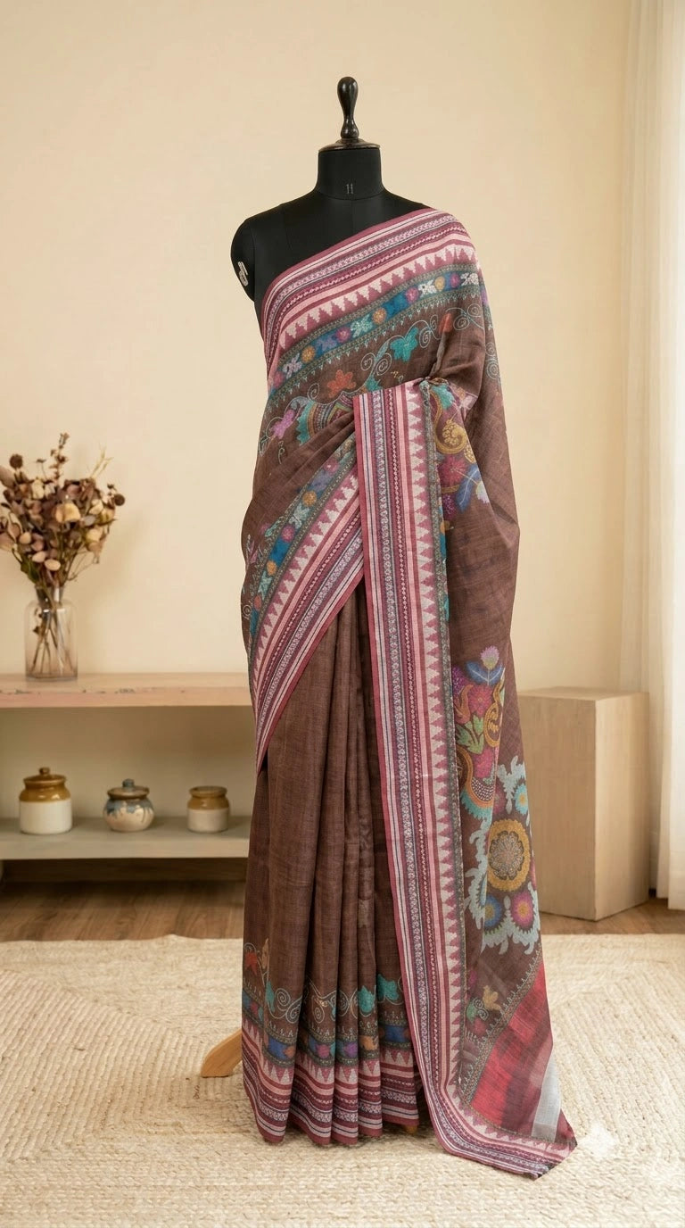 Light Brown Cotton Kota Saree
