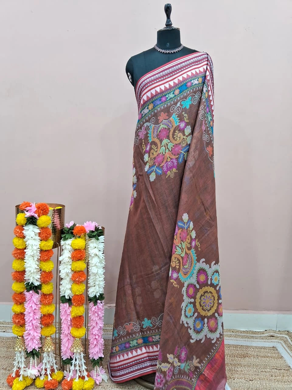 Light Brown Cotton Kota Saree
