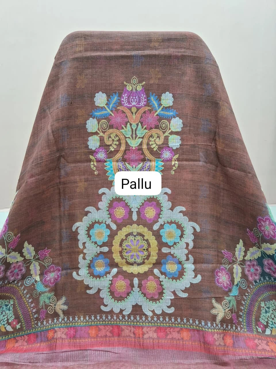 Light Brown Cotton Kota Saree pallu