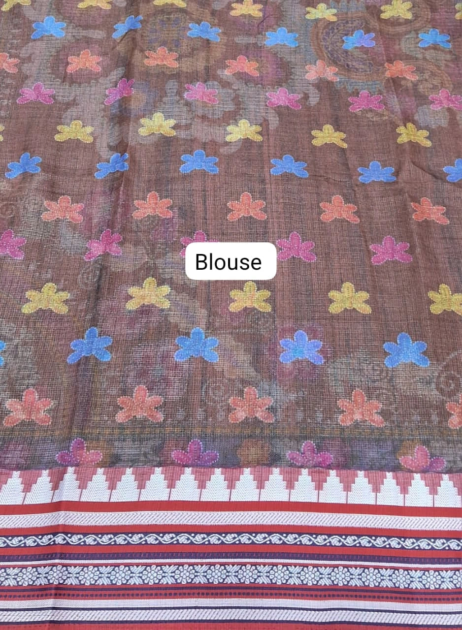 Light Brown Cotton Kota Saree blouse