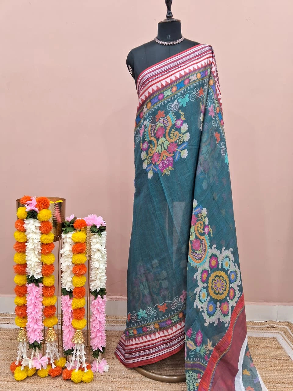 Marine Blue Cotton Kota Saree