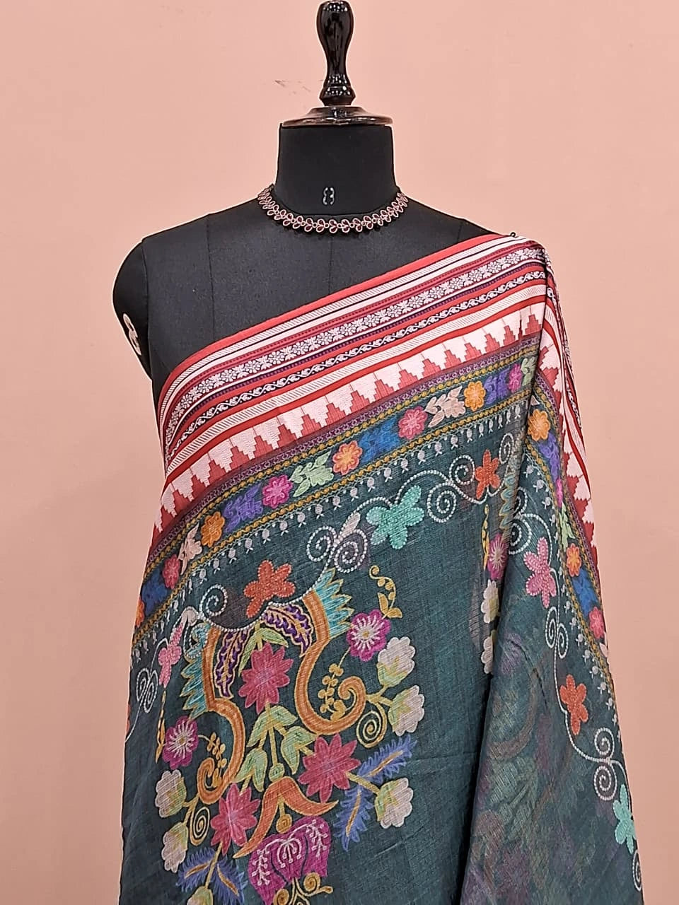 Marine Blue Cotton Kota Saree 1