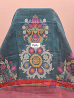 Marine Blue Cotton Kota Saree Pallu