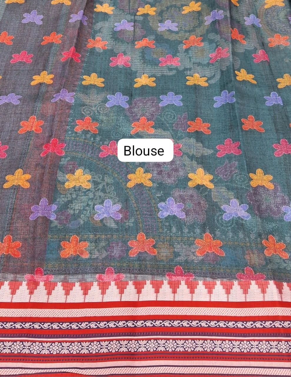 Marine Blue Cotton Kota Saree Blouse