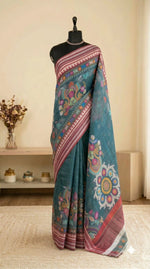 Marine Blue Cotton Kota Saree