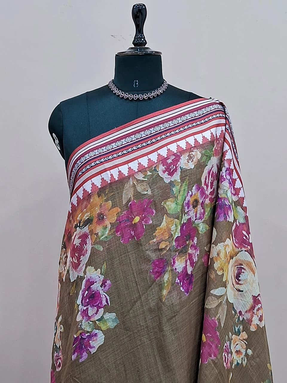 Sand Brown Cotton Kota Saree  1