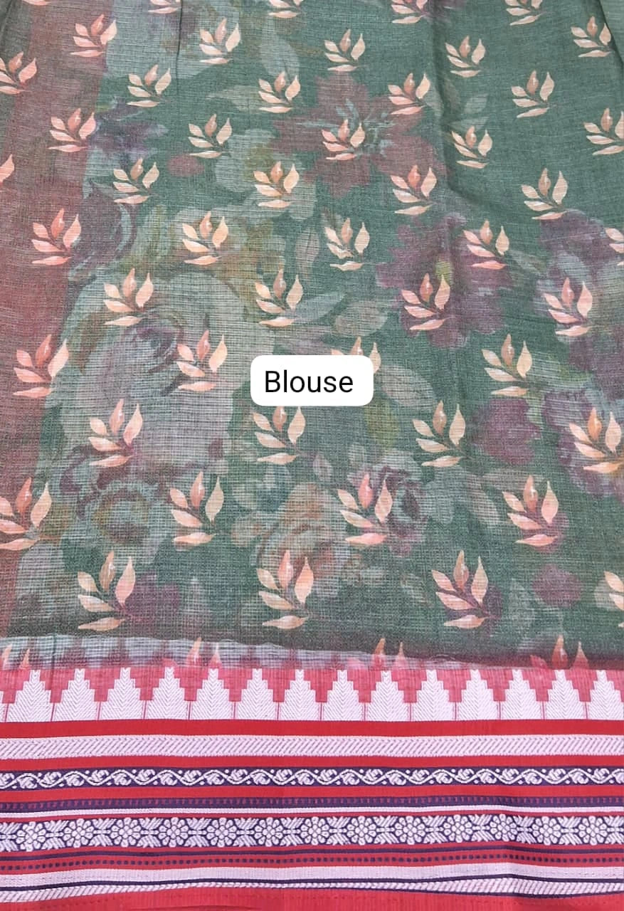 Green Cotton Kota Saree Blouse
