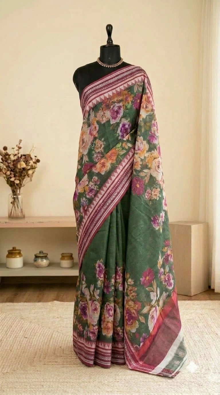 Green Cotton Kota Saree