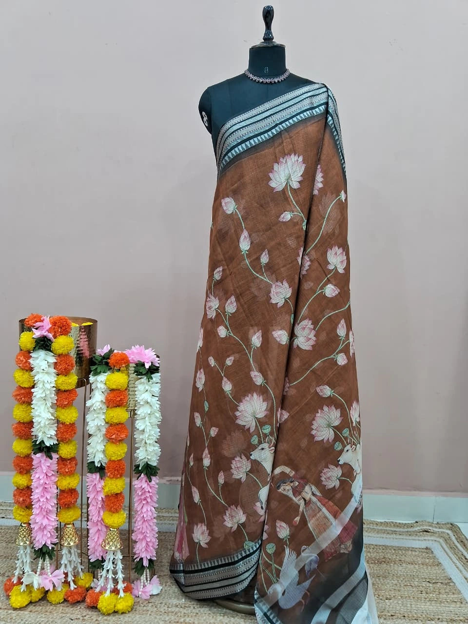 Brown Cotton Kota Saree