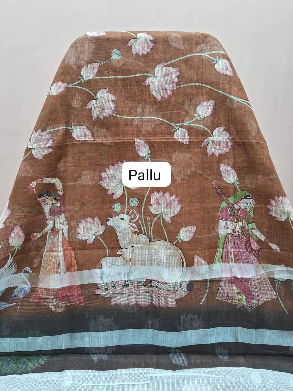 Brown Cotton Kota Saree Pallu