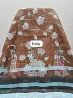 Brown Cotton Kota Saree Pallu