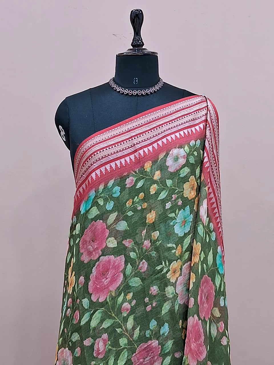 Leaf Green Cotton Kota Saree 1