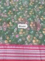 Leaf Green Cotton Kota Saree Blouse