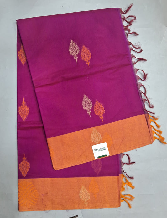 Rani Pink Korvai Kanchi Cotton Saree 