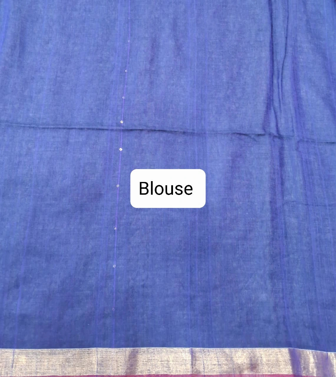 Royal Blue Mulmul Cotton Saree Blouse