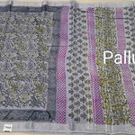 Bottle Green Linen Cotton Saree Pallu