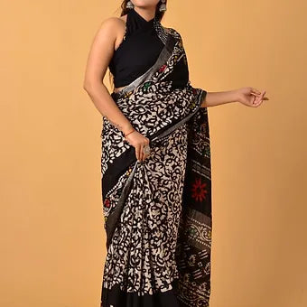 Black Linen Saree