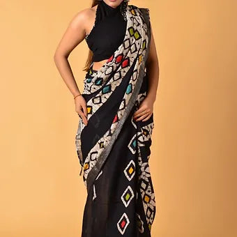 Black Linen Saree