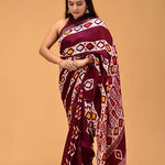 Affordable Maroon Linen Cotton Saree