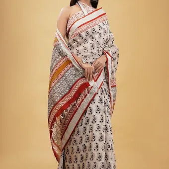 Beige Linen Saree