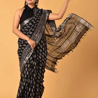 Black Linen Saree