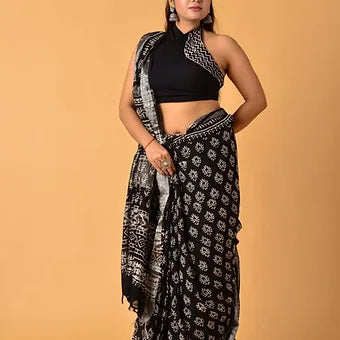 Black Linen Saree