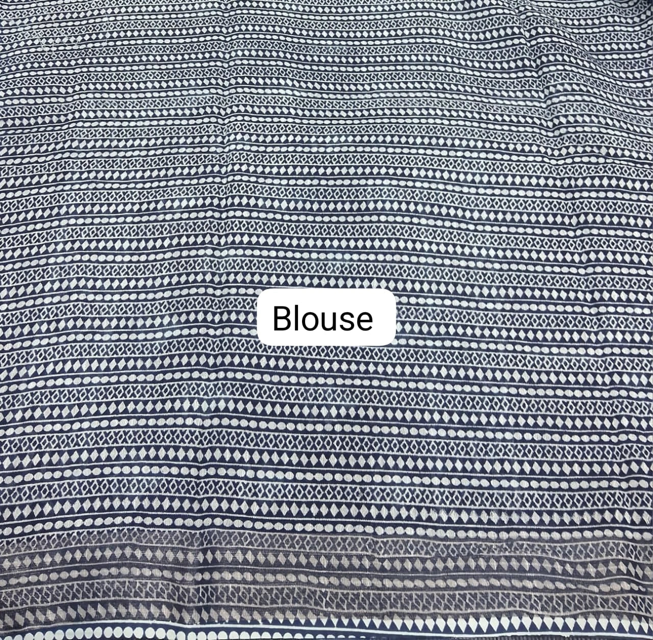 Handloom Indigo Blue Linen Cotton Saree blouse