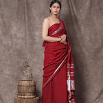 Best Maroon Linen Cotton Saree