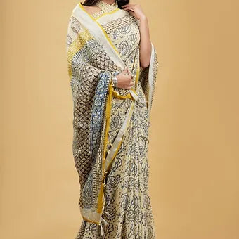 Beige Linen Saree