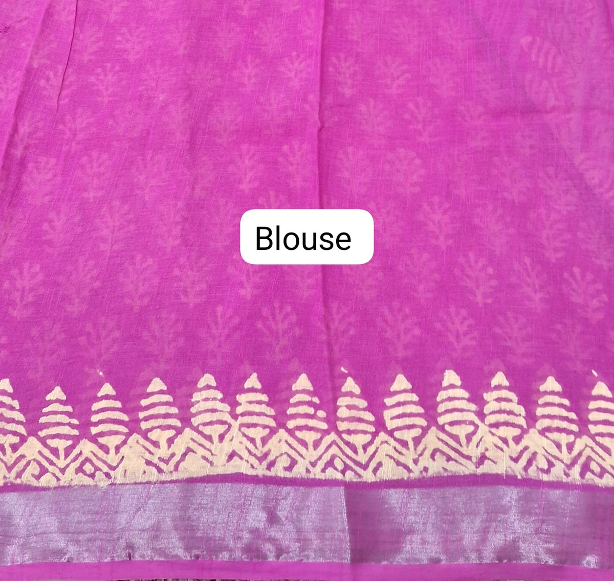 Fuchsia Pink Linen Cotton Saree blouse