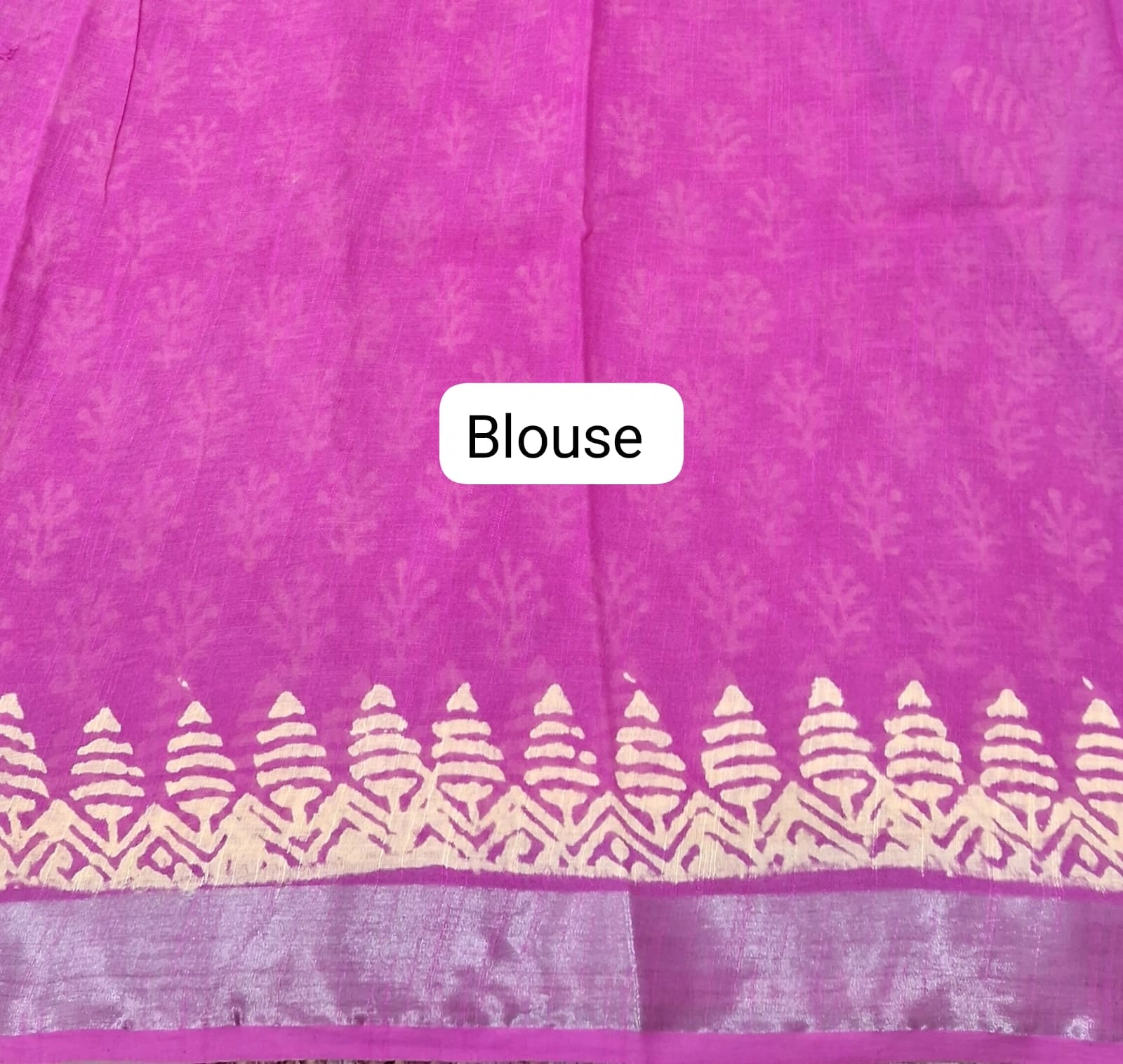Fuchsia Pink Linen Cotton Saree blouse