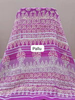 Fuchsia Pink Linen Cotton Saree pallu