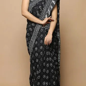 Black Linen Saree