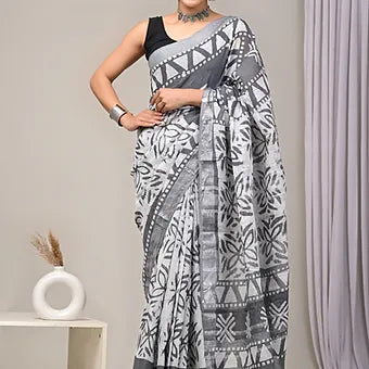 Off-White Linen Saree