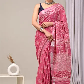 Salmon Pink Linen Saree 