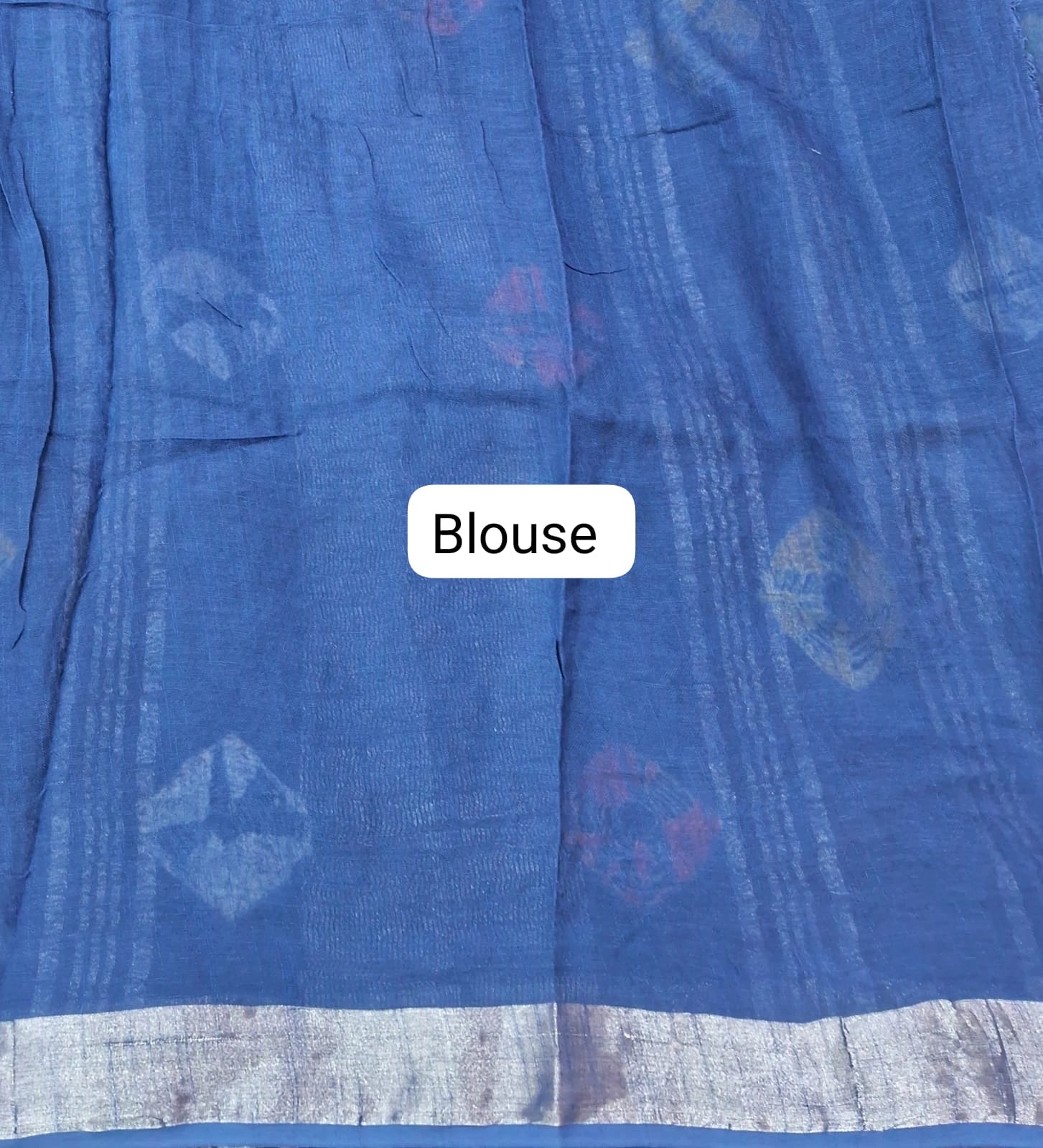 Traditional Glow Dark Blue Linen Cotton Saree Blouse