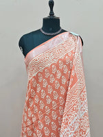 Dark Orange Linen Cotton Saree 1