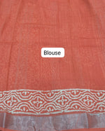 Dark Orange Linen Cotton Saree Blouse