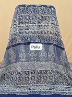 Dark Grey Linen Cotton Saree Pallu