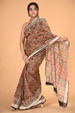 Brown Linen Cotton Saree