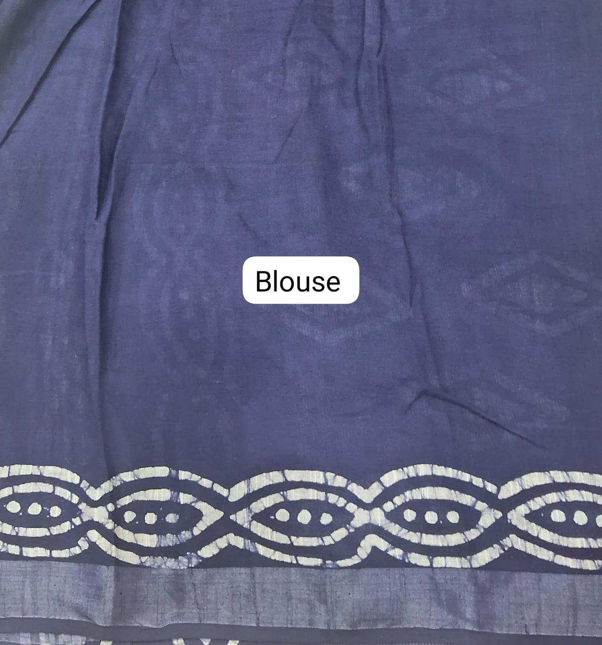 Off-White and dark grey shibori-printed Linen Cotton Saree Blouse