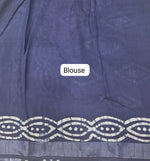 Off-White and dark grey shibori-printed Linen Cotton Saree Blouse