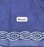 Off-White and dark grey shibori-printed Linen Cotton Saree Blouse