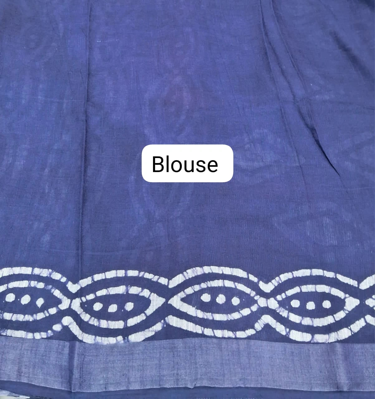 Off-White and dark grey shibori-printed Linen Cotton Saree Blouse
