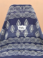 Off-White and dark grey shibori-printed Linen Cotton Saree Pallu